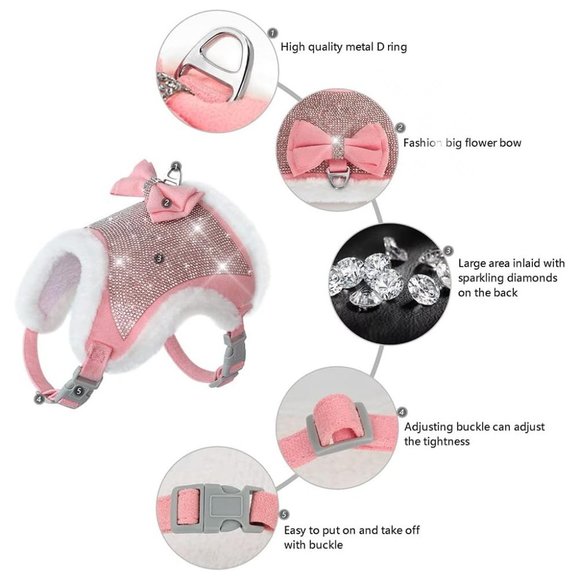 NWT Sparkling Bling Swarovski Crystal Rhinestone Pet Dog Sweater Harness… - Picture 3 of 5